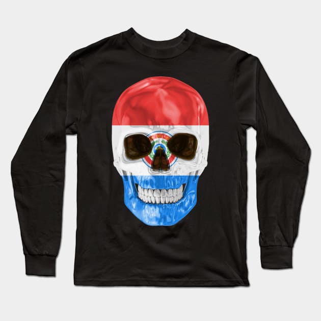 Paraguay Flag Skull - Gift for Paraguayan With Roots From Paraguay Long Sleeve T-Shirt by Country Flags